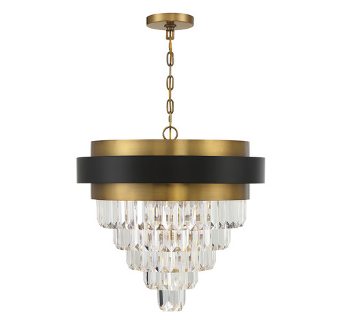 Marquise 4-Light Chandelier in Matte Black with Warm Brass Accents (1-1669-4-143)