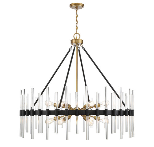 Santiago 12-Light Chandelier in Matte Black with Warm Brass Accents (1-1934-12-143)