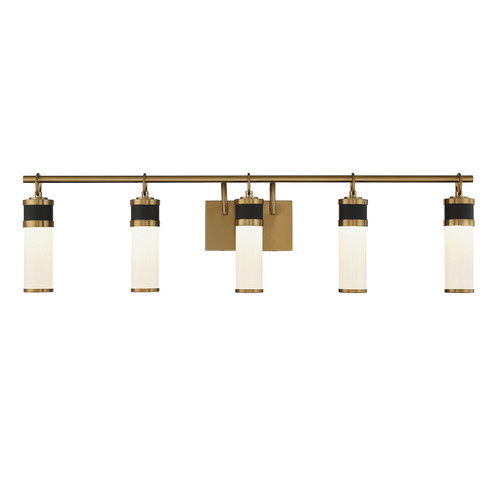 Abel 5-Light LED Bathroom Vanity Light in Matte Black with Warm Brass Accents (8-1638-5-143)