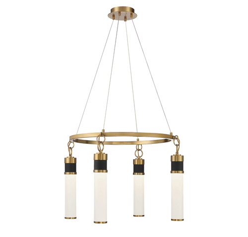 Abel 4-Light LED Chandelier in Matte Black with Warm Brass Accents (1-1641-4-143)