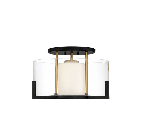 Eaton 1-Light Ceiling Light in Matte Black with Warm Brass Accents (6-1981-1-143)