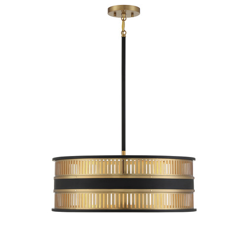 Eclipse 4-Light Pendant in Matte Black with Warm Brass Accents (7-1812-4-143)