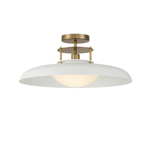 Gavin 1-Light Ceiling Light in White with Warm Brass Accents (6-1685-1-142)