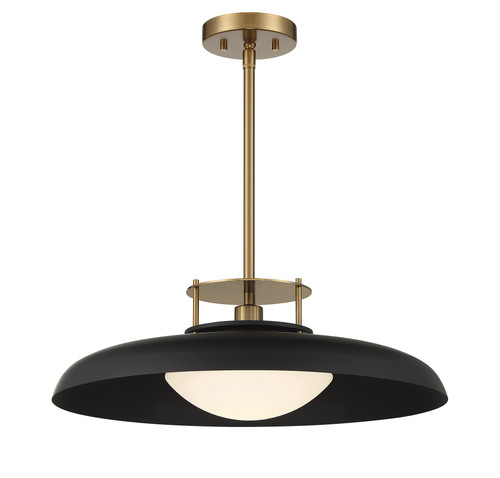 Gavin 1-Light Pendant in Matte Black with Warm Brass Accents (7-1690-1-143)