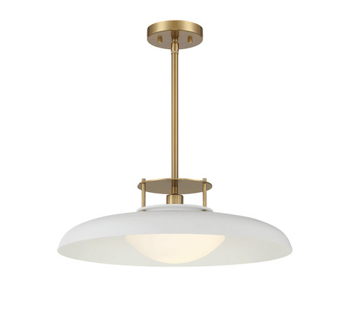 Gavin 1-Light Pendant in White with Warm Brass Accents (7-1690-1-142)