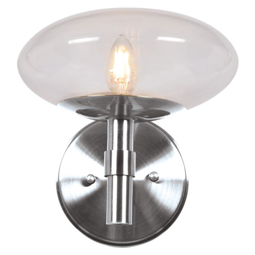 Grand Brushed Steel 1 Light LED Wall Light (52091LEDDLP-BS/CLR)
