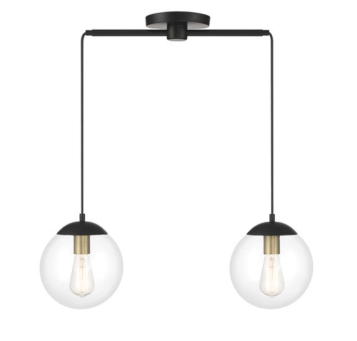 2-Light Linear Chandelier in Matte Black with Natural Brass (M100110MBKNB)