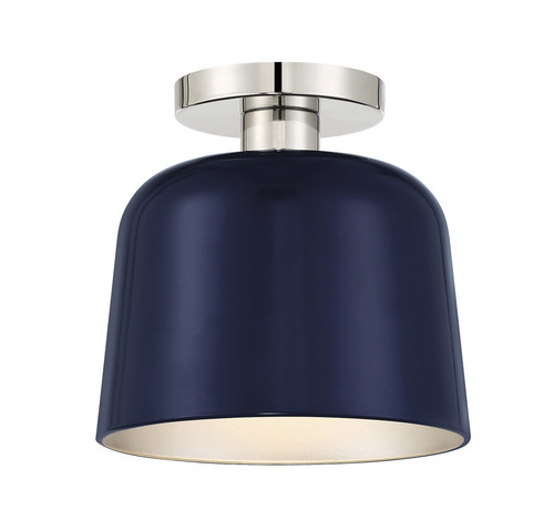 1-Light Ceiling Light in Navy Blue with Polished Nickel (M60067NBLPN)