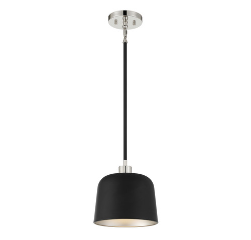 1-Light Pendant in Matte Black with Polished Nickel (M70118MBKPN)