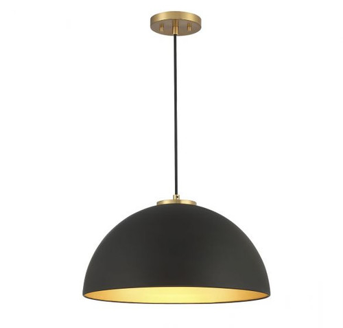 1-Light Pendant in Matte Black with Natural Brass (M7024MBKNB)