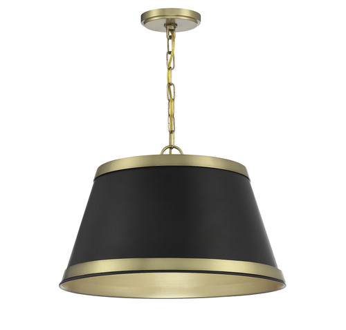 3-Light Pendant in Matte Black with Natural Brass (M7013MBKNB)