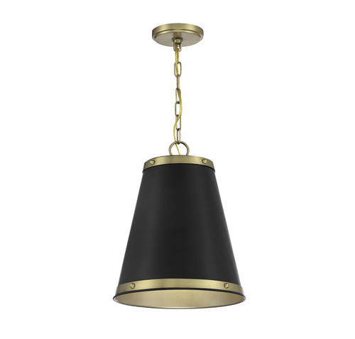 1-Light Pendant in Matte Black with Natural Brass (M7014MBKNB)