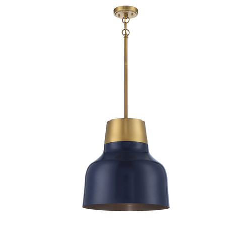 1-Light Pendant in Navy Blue with Natural Brass (M70115NBLNB)