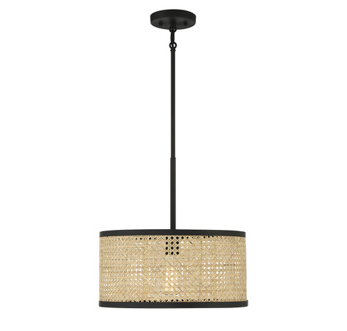 1-Light Pendant in Natural Cane with Matte Black (M7018MBK)