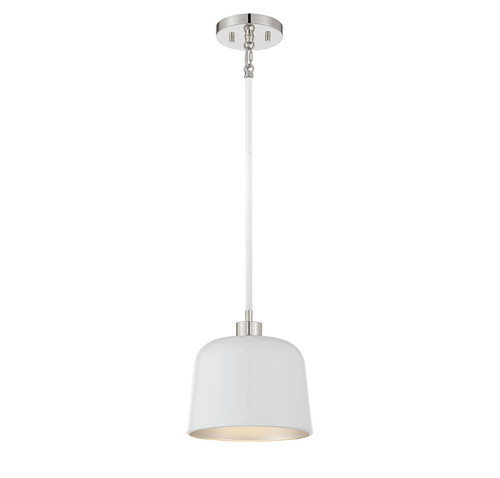 1-Light Pendant in White with Polished Nickel (M70118WHPN)