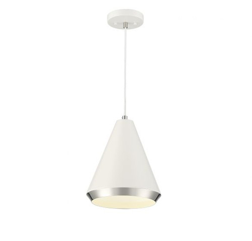 1-Light Pendant in White with Polished Nickel (M70122WHPN)