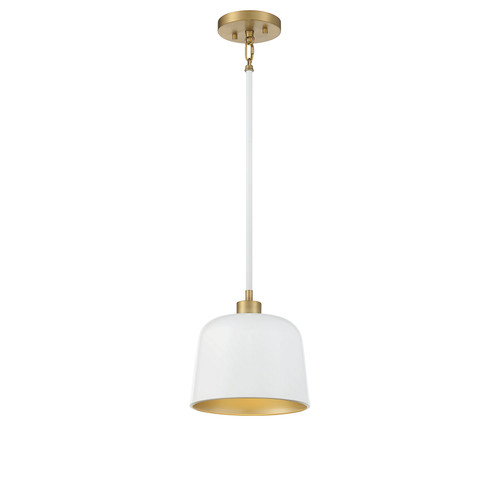 1-Light Pendant in White with Natural Brass (M70118WHNB)
