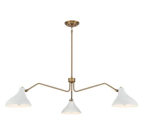 3-Light Pendant in White with Natural Brass (M7019WHNB)