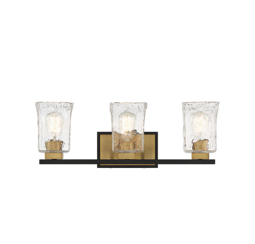 Sidney 3-Light Bathroom Vanity Light in Matte Black with Warm Brass Accents (8-1720-3-143)