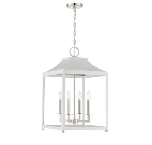 4-Light Pendant in White with Polished Nickel (M30009WHPN)
