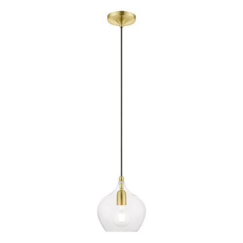 Aldrich 1 Light Pendant In Satin Brass With Polished Brass Accent (49088-12)