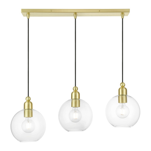 Downtown 3 Light Linear Chandelier In Satin Brass (48974-12)