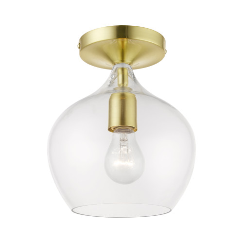 Aldrich 1 Light Semi-Flush In Satin Brass With Polished Brass Accent (49087-12)