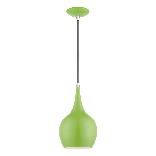 Andes 1 Light Mini Pendant In Shiny Apple Green With Polished Chrome (49016-78)