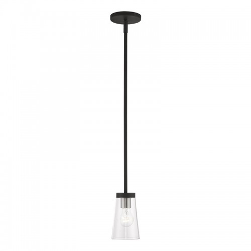 Cityview 1 Light Mini Pendant In Black With Brushed Nickel (46717-04)