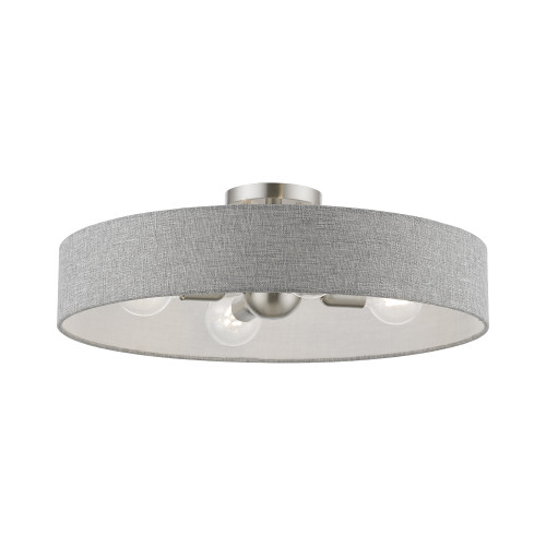 Elmhurst 4 Light Semi-Flush In Brushed Nickel With Shiny White (46148-91)