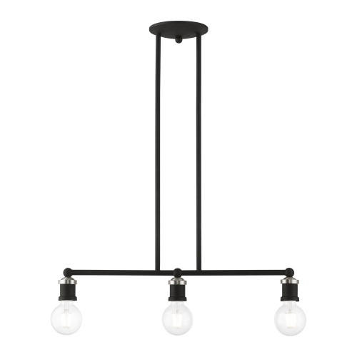 Lansdale 3 Light Linear Chandelier In Black With Brushed Nickel (47163-04)