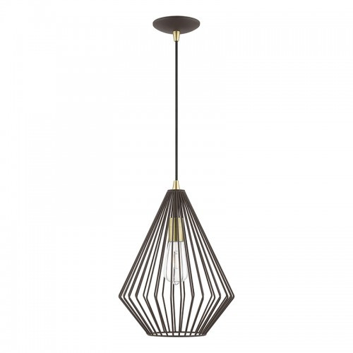 Linz 1 Light Pendant In Bronze With Antique Brass (41325-07)