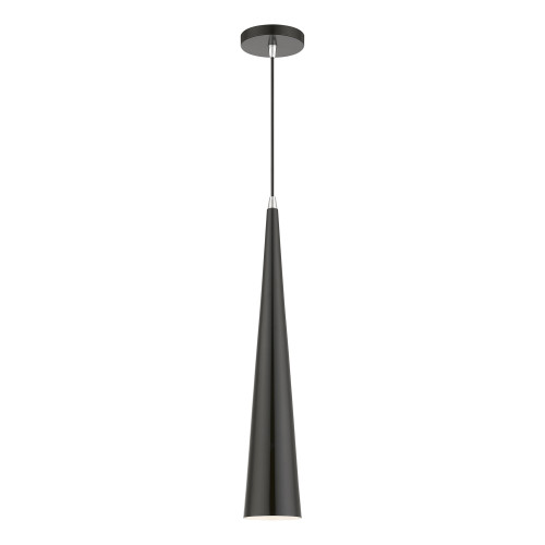 Noho 1 Light Pendant In Shiny Black With Polished Chrome (49631-68)