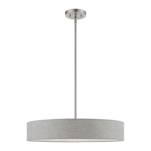 Elmhurst 4 Light Pendant In Brushed Nickel With Shiny White (46144-91)