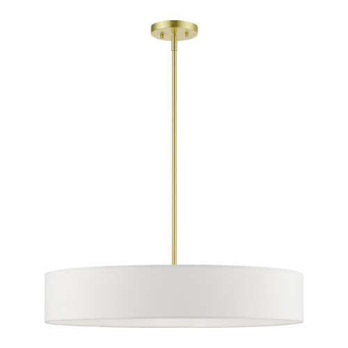 Venlo 5 Light Pendant In Satin Brass With Shiny White (46925-12)