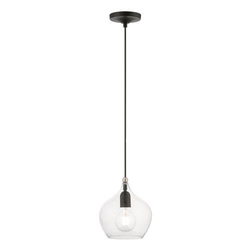 Aldrich 1 Light Pendant In Black With Brushed Nickel Accent (49088-04)