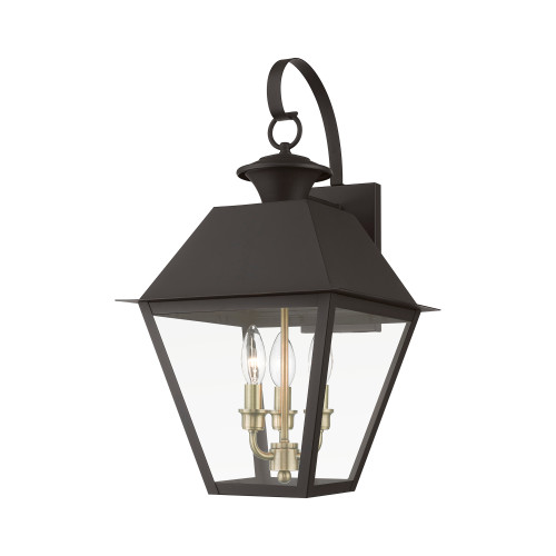 Wentworth 3 Light Outdoor Sconce In Bronze With Antique Brass (27218-07)