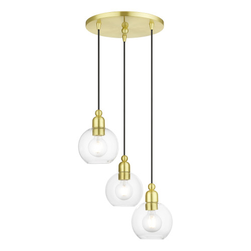 Downtown 3 Light Multi Pendant In Satin Brass (48973-12)