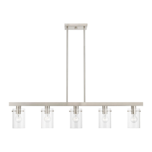 Munich 5 Light Linear Chandelier In Brushed Nickel (46155-91)