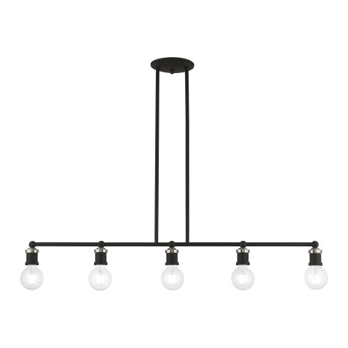 Lansdale 5 Light Linear Chandelier In Black With Brushed Nickel (47165-04)