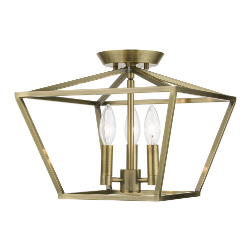 Devone 3 Light Semi-Flush In Antique Brass (49430-01)