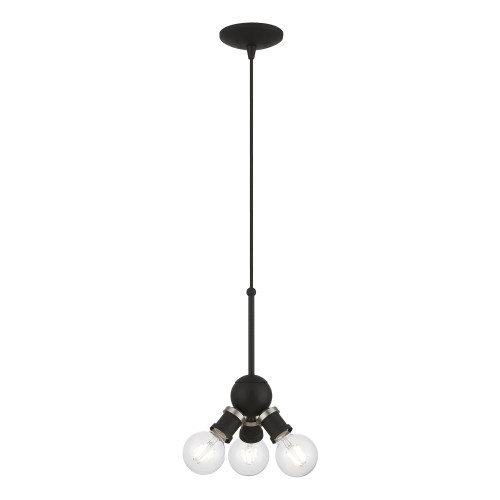 Lansdale 3 Light Pendant In Black With Brushed Nickel (47164-04)