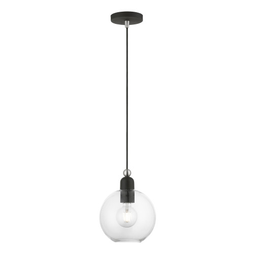 Downtown 1 Light Pendant In Black With Brushed Nickel (48972-04)