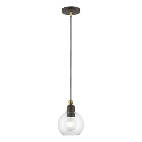 Downtown 1 Light Mini Pendant In Bronze With Antique Brass (48971-07)