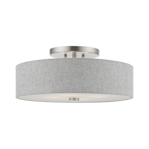 Dakota 4 Light Semi-Flush In Brushed Nickel With Shiny White (46744-91)