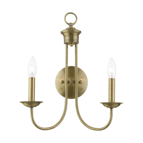 Estate 2 Light Sconce In Antique Brass (42682-01)