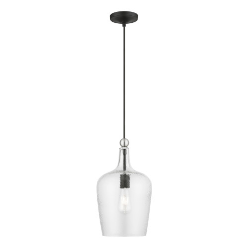 Avery 1 Light Pendant In Black With Brushed Nickel Accent (41237-04)