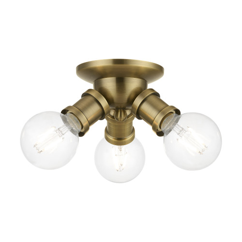 Lansdale 3 Light Flush Mount In Antique Brass (47169-01)