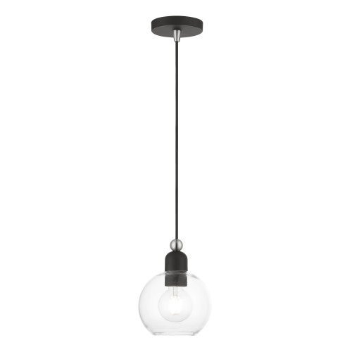 Downtown 1 Light Mini Pendant In Black With Brushed Nickel (48971-04)