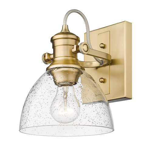 Hines BCB 1 Light Bath Vanity in Brushed Champagne Bronze with Seeded Glass Shade (3118-BA1 BCB-SD)